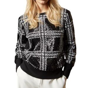 Ted Baker Black and White Sequin Top NWT